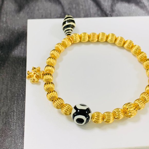 Tory Burch Bracelet Roxanne Multicolot Bead Tassel bracelet Rolled Gold - Picture 6 of 14